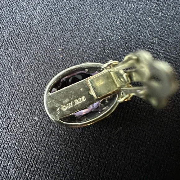 Elegant Amethyst and Sterling Silver Ring and Clip-on Earring Set - Picture 5 of 7